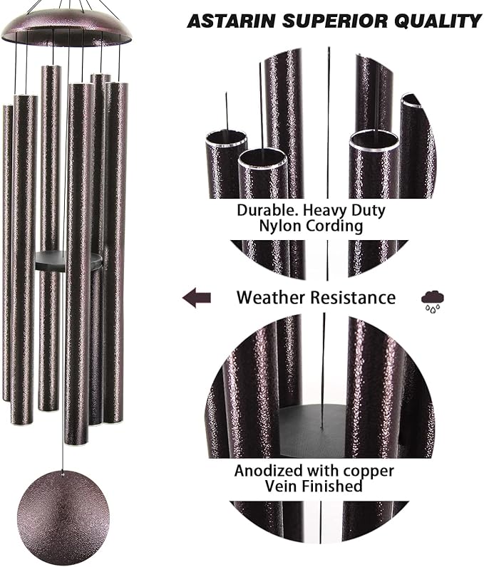 ASTARIN 60" Extra Large Outside Metal Wind Chimes with Deep Tone, Outdoor for Patio Balcony Garden Yard Decoration