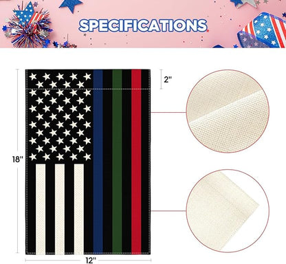 AVOIN colorlife Thin Blue Green Red Line Garden Flag 12x18 Inch Double Sided Outside, American Stars and Stripes Patriotic Yard Outdoor Decoration
