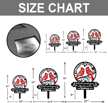 Personalized Cemetery Memorial Metal Stakes, Cardinals Memorial Grave Markers,Graden Decorations for Loss of Mother Father, Outdoor Sympathy Decor Gift
