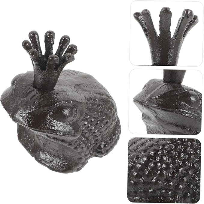 Healifty Adorable Iron Frog Figurine Home Decor Cute Frog Sculpture Lightweight Desktop Statue for Garden Living Balcony Gift and Decoration