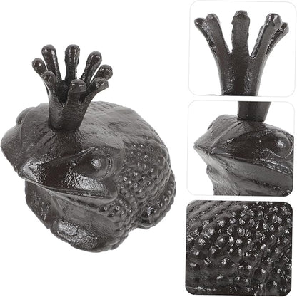 Healifty Adorable Iron Frog Figurine Home Decor Cute Frog Sculpture Lightweight Desktop Statue for Garden Living Balcony Gift and Decoration