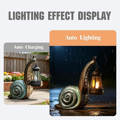 Solar Snail Garden Lights Outdoor Decor (3.15" W x 4.92" L x 8.27" H), Solar Powered Figurine for Patio Lawn Yard Porch, Indoor Decoration, Unique Gift for Mom Grandma Women