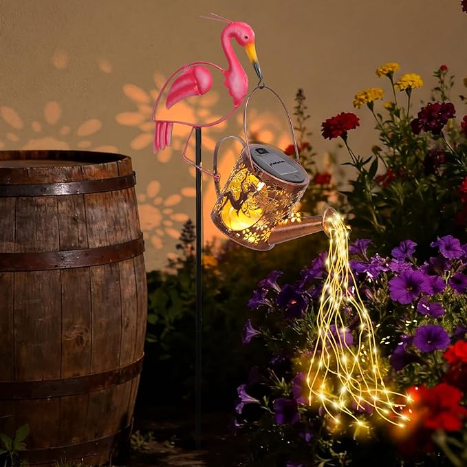 LOVERUIS Solar Watering Can Light with Fairy Pink Flamingo Gifts for Mon Solar Lantern Lights Decoration Outdoor Yard Art Patio Porch Lawn Valentine Decor Gift Women Wife