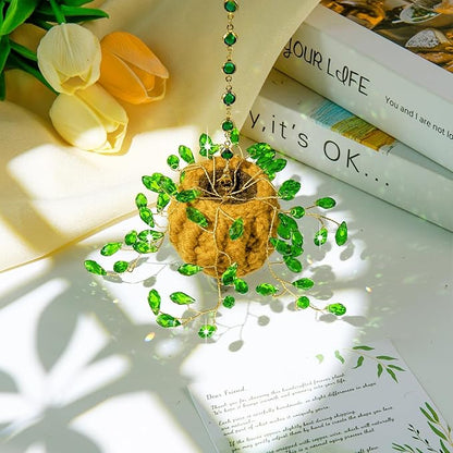 Beaded Plant Kit Suncatcher Succulent Beaded Succulent Gifts for Plant Lovers,Plant Sun Catcher for Window Hanging with Chain,Bead Plants Crystal Sun Catchers Indoor Window Home Garden Decor