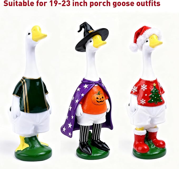 19" Resin Cement Porch Goose Statue with magenetic Wig for Free New Home Gift for Outdoor Decorative Figurine for Garden, Patio, or Entryway Accent (21" Statue with Wig)