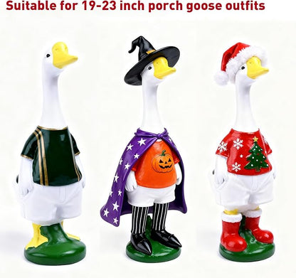 19" Resin Cement Porch Goose Statue with magenetic Wig for Free New Home Gift for Outdoor Decorative Figurine for Garden, Patio, or Entryway Accent (21" Statue with Wig)