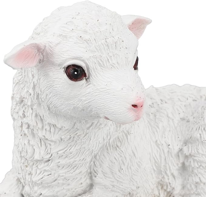 Jerliflyer 1PCS Lamb Garden Statue,Sheep Hand Made Lifelike Sculpture Indoor Outdoor Decoration(Small Lying Posture Shape