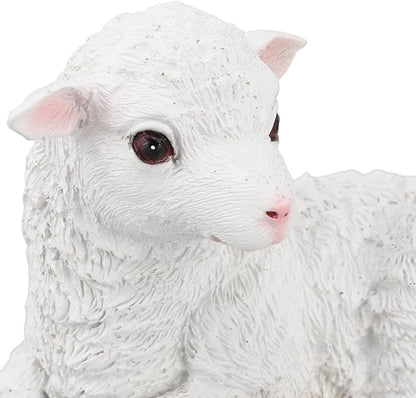 Jerliflyer 1PCS Lamb Garden Statue,Sheep Hand Made Lifelike Sculpture Indoor Outdoor Decoration(Small Lying Posture Shape