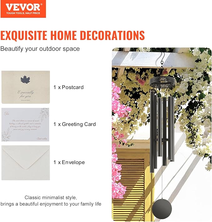 VEVOR 58" Deep Tone Wind Chimes for Outside – Large Memorial Wind Chimes, Sympathy Gifts for Loss of Loved One, Mother, Father, Outdoor Decor for Garden, Patio, Yard, Soothing Melodic Tones
