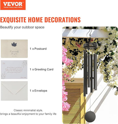 VEVOR 58" Deep Tone Wind Chimes for Outside – Large Memorial Wind Chimes, Sympathy Gifts for Loss of Loved One, Mother, Father, Outdoor Decor for Garden, Patio, Yard, Soothing Melodic Tones