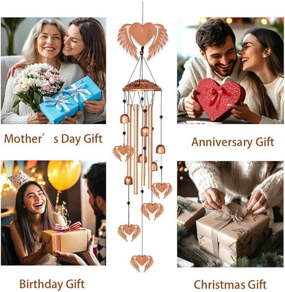 INFUNLY Outdoors Wind Chimes Love Wing Music Wind Chimes Large Aluminium Memorial Wind Chime Inspirational Gift for Women Garden Patio Home Decor