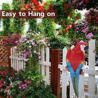 Parrot Decor Tiki Decorations for Outside Patio, Large Realistic Parrot Statues for Pool Deck Garden Yard Lawn, Lifelike Bird Sculpture Tropical Animal Figurines for Tree Wall Decor(Red)