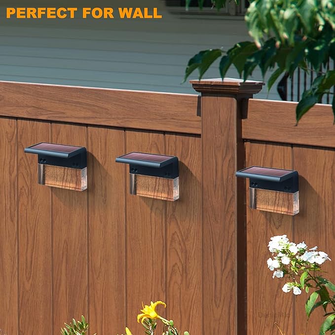 DenicMic Solar Deck Lights LED Solar Step Lights Outdoor for Fence, Patio, Garden, Yard, Backyard, 10 Lumen 2 Lighting Modes Acrylic Bubbles Warm White/Color Changing (6 Pack)