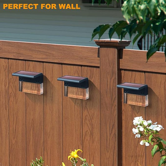 DenicMic Solar Deck Lights LED Solar Step Lights Outdoor for Fence, Patio, Garden, Yard, Backyard, 10 Lumen 2 Lighting Modes Acrylic Bubbles Warm White/Color Changing (6 Pack)