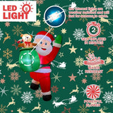 BLOWOUT FUN 4FT Christmas Inflatable Hanging Santa with Gift Bag Decorations, Blow Up Climbing Santa with Build-in LED for Xmas Party, Outdoor, Yard, Garden, Lawn Winter Decoration