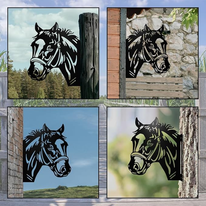 WADORN Farm Horse Silhouette Yard Outdoor Decor, Horse Statues Garden Signs Horse Outdoor Lawn Yard Decoration Animals Ornaments for Fences Horse Signs for Farmhouse Garden Lawn Patio Pathway