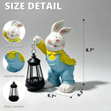 Outdoor Bunny Statue Solar Lantern for Garden Yard Lawn Patio White Rabbit Figurine Decorations Housewarming for Mom Grandma Women