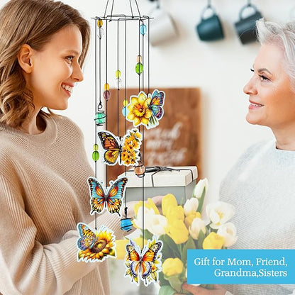 Wind Chimes Butterfly Gifts for Women Wind Chime, Wind Chimes for Outside, Thank You Gift for Mom Friend Sisters- Mother's Day, Birthday, Thanksgiving Day