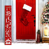 Christmas Porch Sign Believe Nativity Welcome Sign for Front Porch, Red ChristianWood Signs for Patio Jesus Tall Standing Wooden Yard Sign Bless Xmas Decoration for Indoor Outdoor