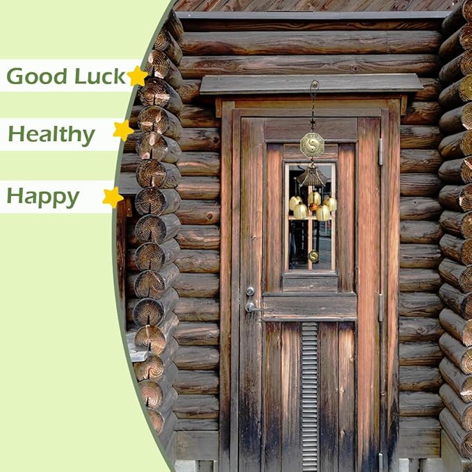 Vintage Lucky Wind Chimes Metal Bronze Bells Feng Shui Outdoor Living Wind Chimes for Outdoor Garden Patio Hanging Decor Gift