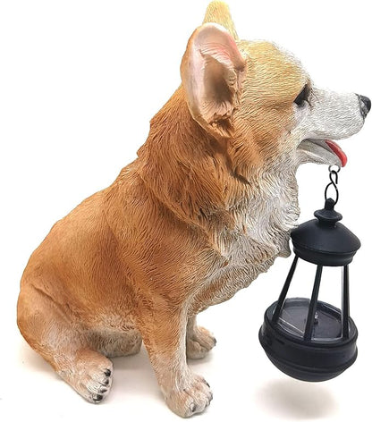 Dog Solar Statues Cute Corgi Solar Light for Outdoor Garden Halloween Decorations Christmas Decor Lawn Decor Patio Balcony Yard Ornament Ideal Gifts for Women, Mom or Birthdays
