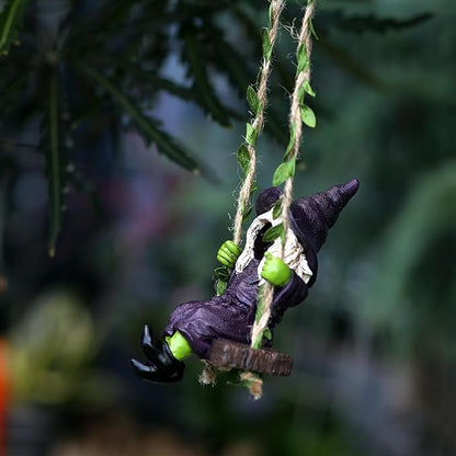 Garden Gnome on Swing Statue Decoration Figurine Ornament for Indoor Outdoor Home Patio Yard Lawn,Gift for Mom