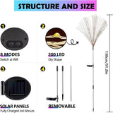 2 Pack Solar Firework Lights Outdoor, Adjustable 32" to 51" Extra Tall, Verified 200 LED Warm White Stainless Steel 3-Section Pole, 8 Modes Waterproof Starburst Garden Lights for Patio Walkway