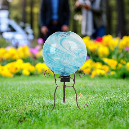 9.4" Tall Gazing Ball Stand, Tripod Gazing Globe Stand for 10-12 Inches Globe, Metal Gazing Ball Display Holder for Outdoor Garden Lawn Yard, Copper