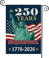 250 Years America Garden Flag,250th Anniversary USA Patriotic Double-Sided Banner,Statue of Liberty Design, 12 x 18 Inch, 1776-2026 Semiquincentennial
