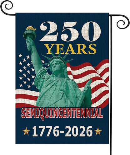 250 Years America Garden Flag,250th Anniversary USA Patriotic Double-Sided Banner,Statue of Liberty Design, 12 x 18 Inch, 1776-2026 Semiquincentennial