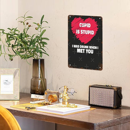 Retro Tin Signs Is Stupid I Was Drunk 8x12 Inches Metal Wall Decor for Garden,Kitchen,Living Room,Patio,Office,Bathroom,and More! Vintage Funny Sign