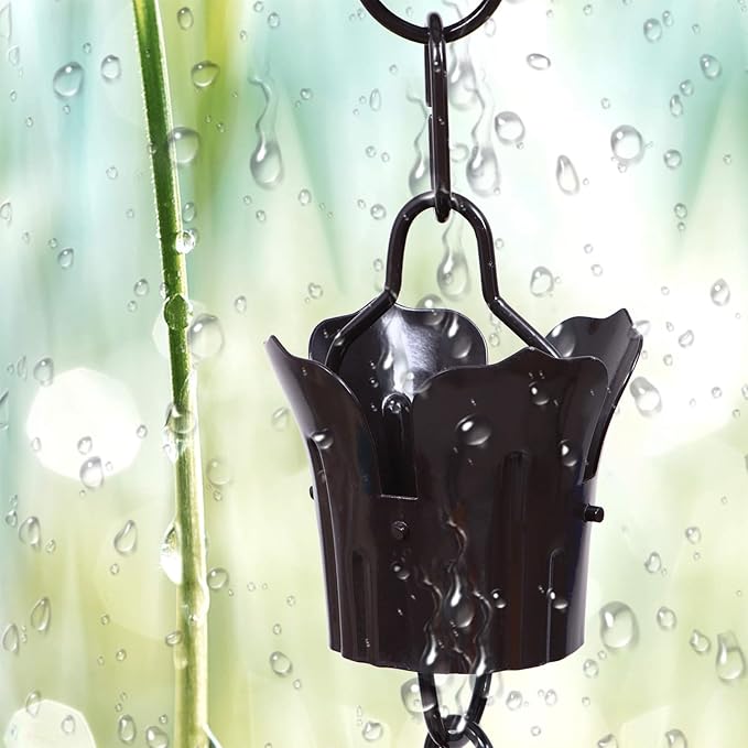 BESTonZON Copper Garden Rain Chain for Villa Roof Gutters 1m Decorative Drainage Chain for Winter Outdoor Downspout Japanese Style for Gutter Diverting