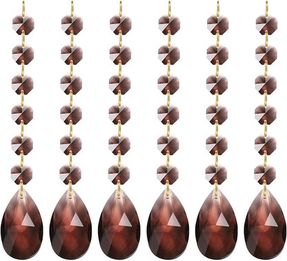 PATIKIL Teardrop Crystal Chandelier, 6 Pack 160mm Length Prisms Part Dark Brown