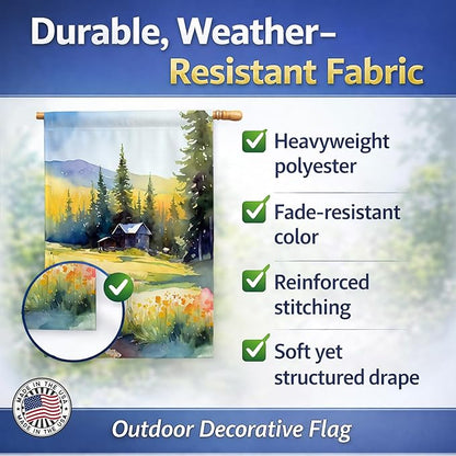 Caroline's Treasures Montana Bitterroot in Watercolor House Flag Large Porch Sleeve Pole Decorative Outside Yard Banner Artwork Wall Hanging, Polyester, House Size, Multicolor