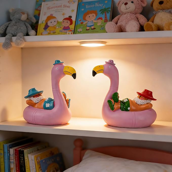 Teaeeno Flamingo Figurines, Resin Bird Sculpture, Mini Flamingo Ornaments for Coastal Home Wedding Decor, Housewarming Flamingo Gifts for Lady, Tropical Holiday Decor on Desk