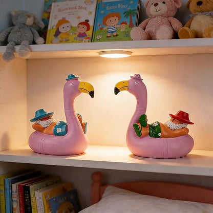 Teaeeno Flamingo Figurines, Resin Bird Sculpture, Mini Flamingo Ornaments for Coastal Home Wedding Decor, Housewarming Flamingo Gifts for Lady, Tropical Holiday Decor on Desk