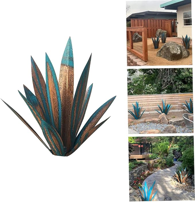 Tequila Rustic Sculpture, Blue Iron Agave Plant, DIY Metal Plant Garden Yard Statue
