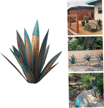 Tequila Rustic Sculpture, Blue Iron Agave Plant, DIY Metal Plant Garden Yard Statue