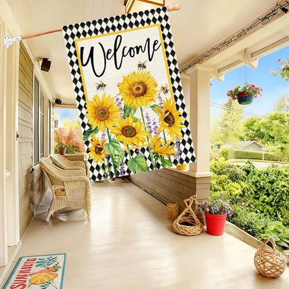 Baccessor Spring Summer House Flag 28x40 Inch Double Sided Burlap,Sunflowers Floral Flowers Large Garden Flag Holiday Yard Porch Patio Outdoor Outside Decoration