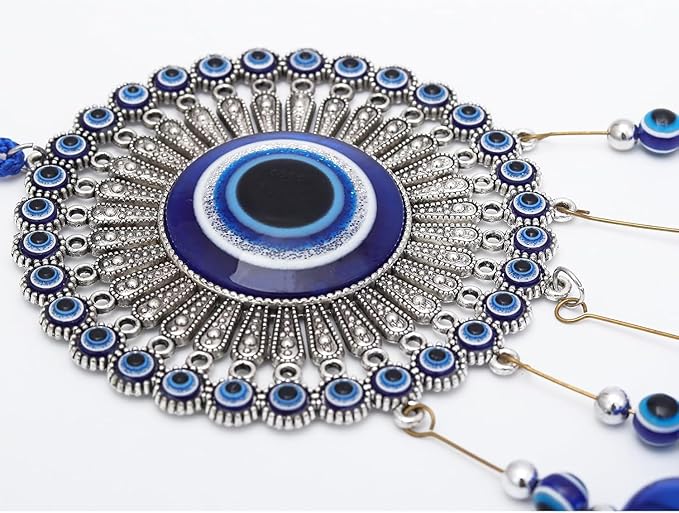 Creative Handmade Alloy Wind Chime Evil Eye Butterfly Sunflower Talisman Pendant Handmade Good Luck Charm, Car Kitchen Home Garden Patio Office (1pc Evil Eye)