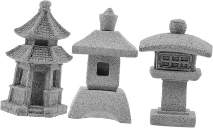 POPETPOP 4sets Durable Sandstone Statue Small Model for Garden Decor Home Desktop Ornaments 3pcs*4