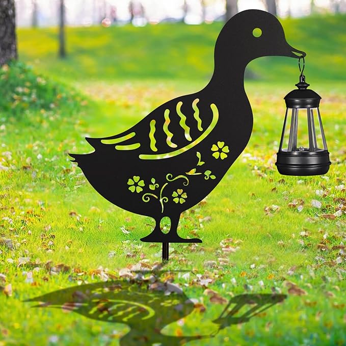 2Pack Solar Outdoor Garden Lights Stakes Solar Metal Flower Duck Lawn Deco Statue Patio, Outdoor Decor, Garden Decorations, Lawn Ornaments