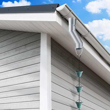 Tfro & Cile Rain Chain Gutter Adapter Silver Installation Suit for Gutter Downspout Outlet