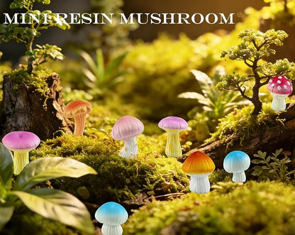 JKanruh 22 Pcs Mini Resin Mushroom Decor,Tiny Mushroom Figurines for Aquarium,Garden Decoration, Bonsai Micro Landscape Craft