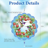 Wazzio Hummingbird Wind Spinner 12" Metal, Hummingbird Gifts for Women Men Mom Wife Grandma, Outdoor Indoor Hanging Ornament for Garden Porch Backyard, Gift for Birthday Thanksgiving Christmas