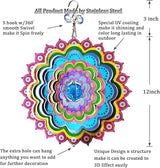 FONMY Mandala Wind Spinner w/Crystal Ball Peacock- 3D Stainless Steel Hanging Spinners Worth Gift Christmas Decoration Indoor/Outdoor Garden Décor Kinetic Yard Art 12 Inches Wind Sculpture