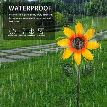 DREAMSOUL 13 Inch Dia Wind Spinner Outdoor, Sunflower Wind Spinner Metal Kinetic Spinner for Garden Yard Art Decor (57 * 13 Inches)