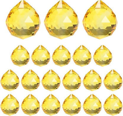 M METERXITY 20-Pack Crystal Ball Prisms, 24mm/0.94 Inch Chandelier Pendant Maker Hanging Crystals Chandelier Prisms for Home/Windows/Garden/DIY Decoration[Yellow]