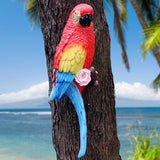 12.7in Artificial Bird Resin Parrot Statue Christmas Tree Ornaments, LifeSize Tropical Birds Decor for Palm Tree, Fake Parrot Decorations for Wreaths DIY Crafts, Tree Faces Animal(Red)
