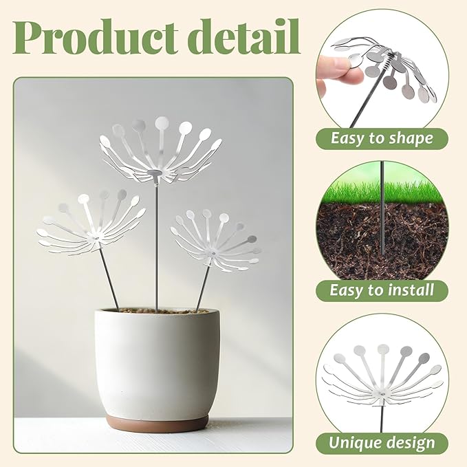 3Pcs Raw Dandelion Creativity Iron Art with Flower Stems Dandelions Garden Stake Metal Flower Pots Lawn Decor for Parents Gift Wedding Outdoor Furniture Home Yard Farm Courtyard Decoration